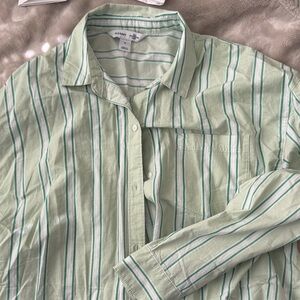 Old Navy Light Green Striped Button Down Shirt